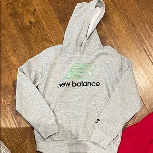 New Balance Light Gray Hoodie with Neon Green Logo